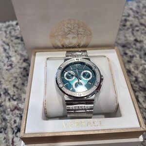 Versace Silver and Green Men's Watch